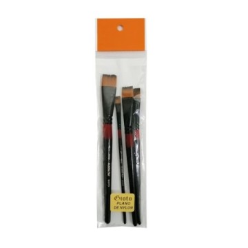 PINCEL DE NYLON PLANO X4 UND